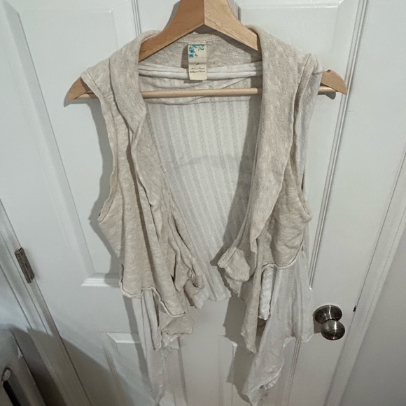 Size S Knit Vest Drapey Beige Boho - Picture 6 of 8